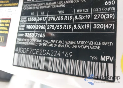 2013 Mercedes-Benz Gl 450 4Matic из США, поврежденный, VIN 4JGDF7CE2DA224169